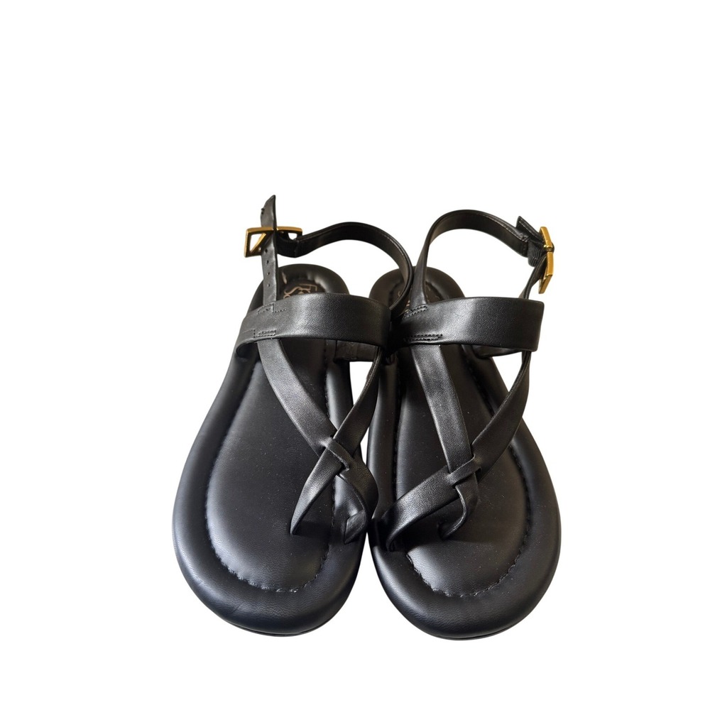 Franco Sarto Jasmina Black Strappy Slingback Sandals Gold Buckle Womens 7.5M